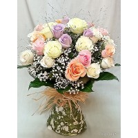 Букет с 29 бр. пъстроцветни рози Букет с 29 бр. пъстроцветни рози